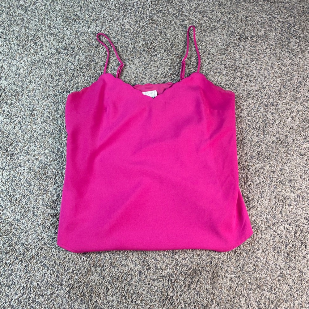 J.Crew Scalloped Cami Tank Top 4 Pink Womens Classic Layering Adjustable Strap